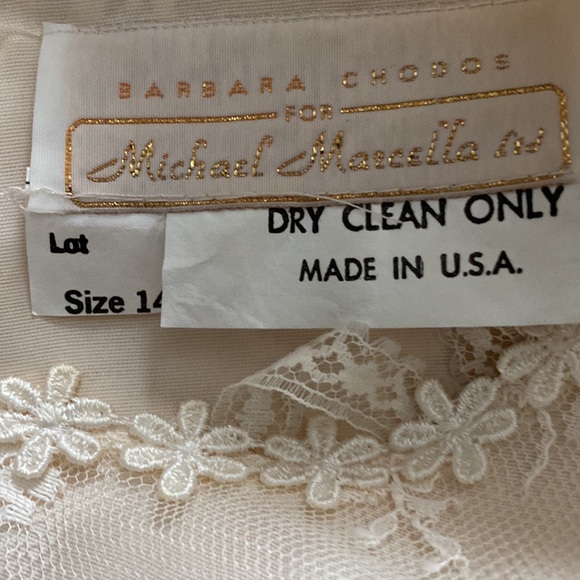 BARBARA CHODOS FOR MICHAEL MARCELLA SIZE 14 BEIGE LACE over BEIGE SATIN LOVELY - Picture 6 of 8